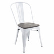 Chaise HWC-A73, avec siège en bois, chaise de bistro, métal, empilable, style industriel - blanc