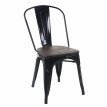 Chaise HWC-A73, avec siège en bois, chaise de bistro, métal, empilable, style industriel&nbsp; - noir