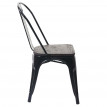Chaise HWC-A73, avec siège en bois, chaise de bistro, métal, empilable, style industriel&nbsp; - noir