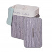 Panier à linge HWC-C21, bac à linge, collecteur, bambou, 2 compartiments 63x55x34cm 100l - gris-bleu