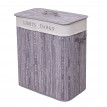 Panier à linge HWC-C21, bac à linge, collecteur, bambou, 2 compartiments 63x55x34cm 100l - gris-bleu