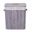 Panier à linge HWC-C21, bac à linge, collecteur, bambou, 2 compartiments 63x55x34cm 100l - gris-bleu