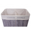 Panier à linge HWC-C21, bac à linge, collecteur, bambou, 2 compartiments 63x55x34cm 100l - gris-bleu