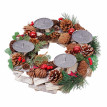 Couronne de l'Avent HWC-H49, décoration, arrangement de Noel, bois, rond Ø 33cm - sans bougies