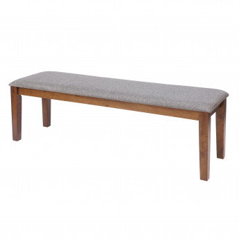 Banc HWC-G65, banc de vestiaire, banc de cuisine, bois massif, tissu / textile gris - 120x41 cm