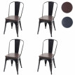 4x chaise de salle à manger HWC-H10e,métal,similicuir Chesterfield,gastronomie,design industriel - noir-gris