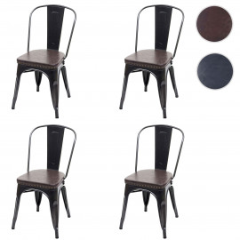 4x chaise de salle à manger HWC-H10e,métal,similicuir Chesterfield,gastronomie,design industriel - noir-gris