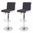 2x Tabouret de bar HWC-G87, chaise bar, réglable en hauteur - tissu gris foncé et similicuir blanc,pied chromé
