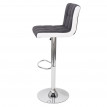 2x Tabouret de bar HWC-G87, chaise bar, réglable en hauteur - tissu gris foncé et similicuir blanc,pied chromé