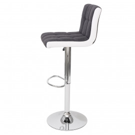 2x Tabouret de bar HWC-G87, chaise bar, réglable en hauteur - tissu gris foncé et similicuir blanc,pied chromé