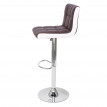 2x Tabouret de bar HWC-G87, chaise bar/comptoir, réglable en hauteur - similicuir marron-blanc, pied chromé