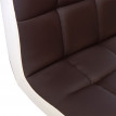 2x Tabouret de bar HWC-G87, chaise bar/comptoir, réglable en hauteur - similicuir marron-blanc, pied chromé