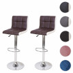 2x Tabouret de bar HWC-G87, chaise bar/comptoir, réglable en hauteur - similicuir marron-blanc, pied chromé