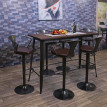 Table haute de bar HWC-H10, design industriel, bois d'orme, standards FSC, 106x147x60 cm, vintage noir-marron