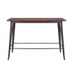 Table haute de bar HWC-H10, design industriel, bois d'orme, standards FSC, 106x147x60 cm, vintage noir-marron