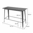 Table haute de bar HWC-H10, design industriel, bois d'orme, standards FSC, 106x147x60 cm, vintage noir-marron