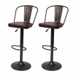 2x Tabouret de bar HWC-H10a, réglable en hauteur, pivotant, design industriel - vintage noir-marron