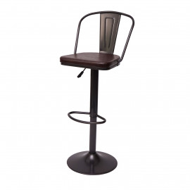 2x Tabouret de bar HWC-H10a, réglable en hauteur, pivotant, design industriel - vintage noir-marron