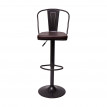 2x Tabouret de bar HWC-H10a, réglable en hauteur, pivotant, design industriel - vintage noir-marron