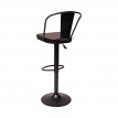 2x Tabouret de bar HWC-H10a, réglable en hauteur, pivotant, design industriel - vintage noir-marron
