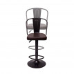 2x Tabouret de bar HWC-H10a, réglable en hauteur, pivotant, design industriel - vintage noir-marron