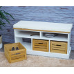 Banc avec compartiments de rangement HWC-G50, banc rembourré, 49x95x35cm, blanc-brun