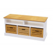 Banc avec compartiments de rangement HWC-G50, banc rembourré, 49x95x35cm, blanc-brun