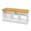 Banc avec compartiments de rangement HWC-G50, banc rembourré, 49x95x35cm, blanc-brun