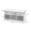 Banc avec compartiments de rangement HWC-G50, banc rembourré, 49x95x35cm, blanc-brun