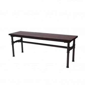 Banc HWC-H10b, salle à manger, bois d'orme, design industriel,120x35cm,certifié FSC- noir-marron