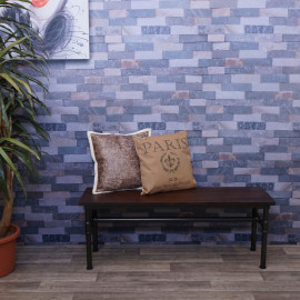 Banc HWC-H10b, salle à manger, bois d'orme, design industriel,120x35cm,certifié FSC- noir-marron