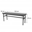 Banc HWC-H10b, salle à manger, bois d'orme, design industriel,120x35cm,certifié FSC- noir-marron