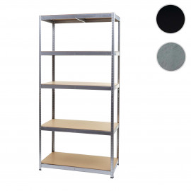 Etagère robuste HWC-E33, pour rangement,acier,charge maximale 875 kg, 5 étagères - noir 200x120x60cm