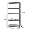 Etagère robuste HWC-E33, pour rangement,acier,charge maximale 875 kg, 5 étagères - noir 200x120x60cm