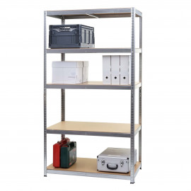 Etagère robuste HWC-E33, pour rangement,acier,charge maximale 875 kg, 5 étagères - galvanisé 200x100x60cm