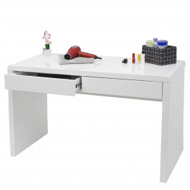 Coiffeuse HWC-G51, coiffeuse table cosmétique, blanc brillant - 120x60cm