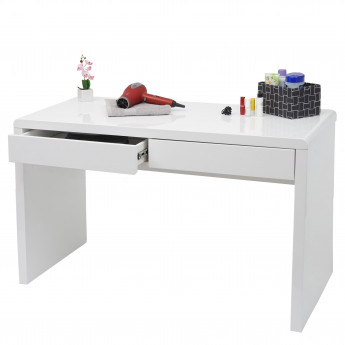 Coiffeuse HWC-G51, coiffeuse table cosmétique, blanc brillant - 120x60cm