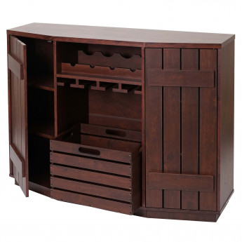 Armoire à vin HWC-F67, casier à&nbsp;bouteilles,en bois, vintage 89x120x40cm - noyer-brun