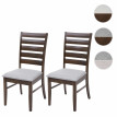 2x chaise de salle à manger HWC-G47, chaise pour cuisine, tissu, en bois massif - châssis foncé, gris