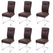 6x chaise de salle à manger HWC-G56, chaise de cuisine cantilever, textile aspect daim - brun