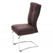 6x chaise de salle à manger HWC-G56, chaise de cuisine cantilever, textile aspect daim - brun