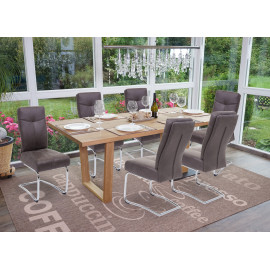 6x chaise de salle à manger HWC-G56, chaise de cuisine cantilever, textile aspect daim - gris