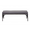 Garniture en polyrotin HWC-G16, jardin, gastronomie, 2x banc, table, 2x tabouret - gris, coussin gris foncé