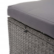 Garniture en polyrotin HWC-G16, jardin, gastronomie, 2x banc, table, 2x tabouret - gris, coussin gris foncé