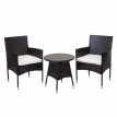 Ensemble de balcon en polyrotin HWC-G27, garniture de jardin, 2x fauteuil+table - marron, coussin crème