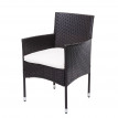 Ensemble de balcon en polyrotin HWC-G27, garniture de jardin, 2x fauteuil+table - marron, coussin crème