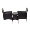 Ensemble de balcon en polyrotin HWC-G27, garniture de jardin, 2x fauteuil+table - marron, coussin crème