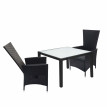 Garniture en polyrotin HWC-F49, ensemble, dossier réglable, 90x90cm - anthracite, coussin gris foncé