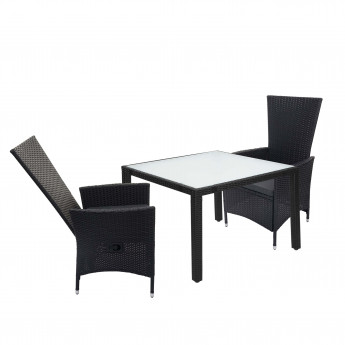 Garniture en polyrotin HWC-F49, ensemble, dossier réglable, 90x90cm - anthracite, coussin gris foncé