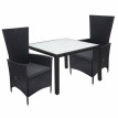 Garniture en polyrotin HWC-F49, ensemble, dossier réglable, 90x90cm - anthracite, coussin gris foncé